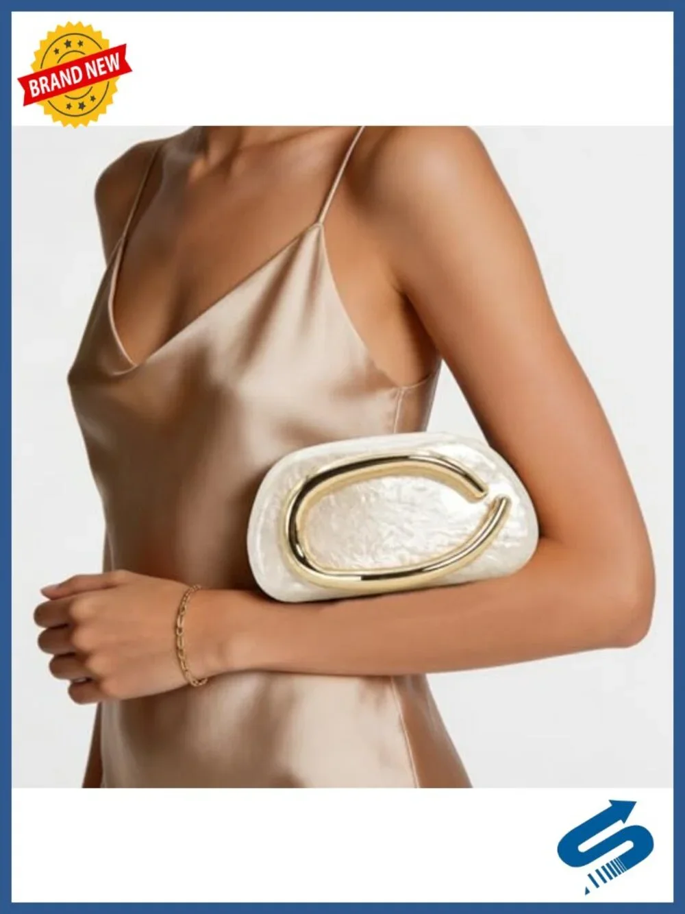 Acrylic Evening Clutch Purse for Women Formal Party Wedding Metal Handle